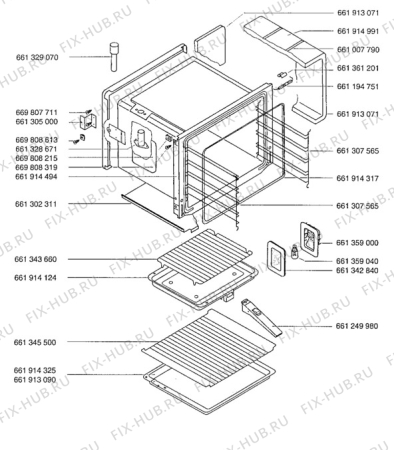 Взрыв-схема плиты (духовки) Aeg 5731V-W - Схема узла Oven